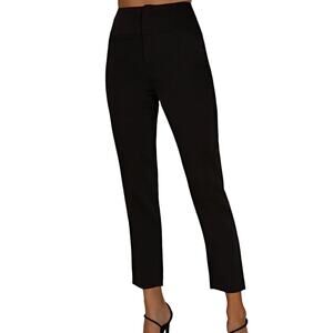 Meshki Indie High Waist Trouser Pants Cropped Lined Straight Career Black Large